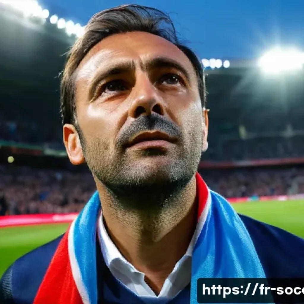 축구 응원 도구와 활용법 - **Prompt:** A passionate football fan, possibly a man in his late 40s to 50s, stands proudly in a vi...