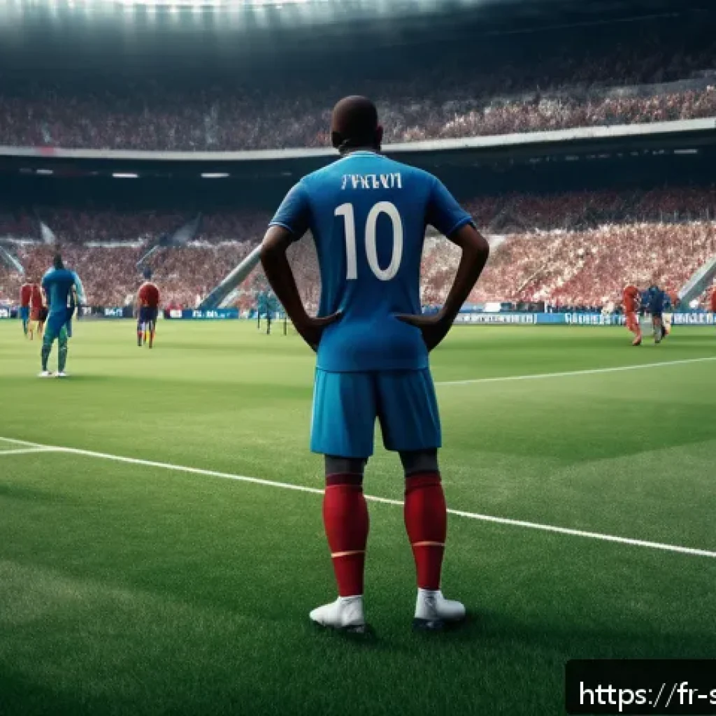 축구 관련 게임 추천 - A hyper-realistic football stadium scene during an intense match, featuring ultra-detailed player mo...